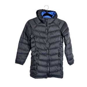 LL Bean Kids Ultralight 650 Down Hooded Jacket Black Blue Size S 8